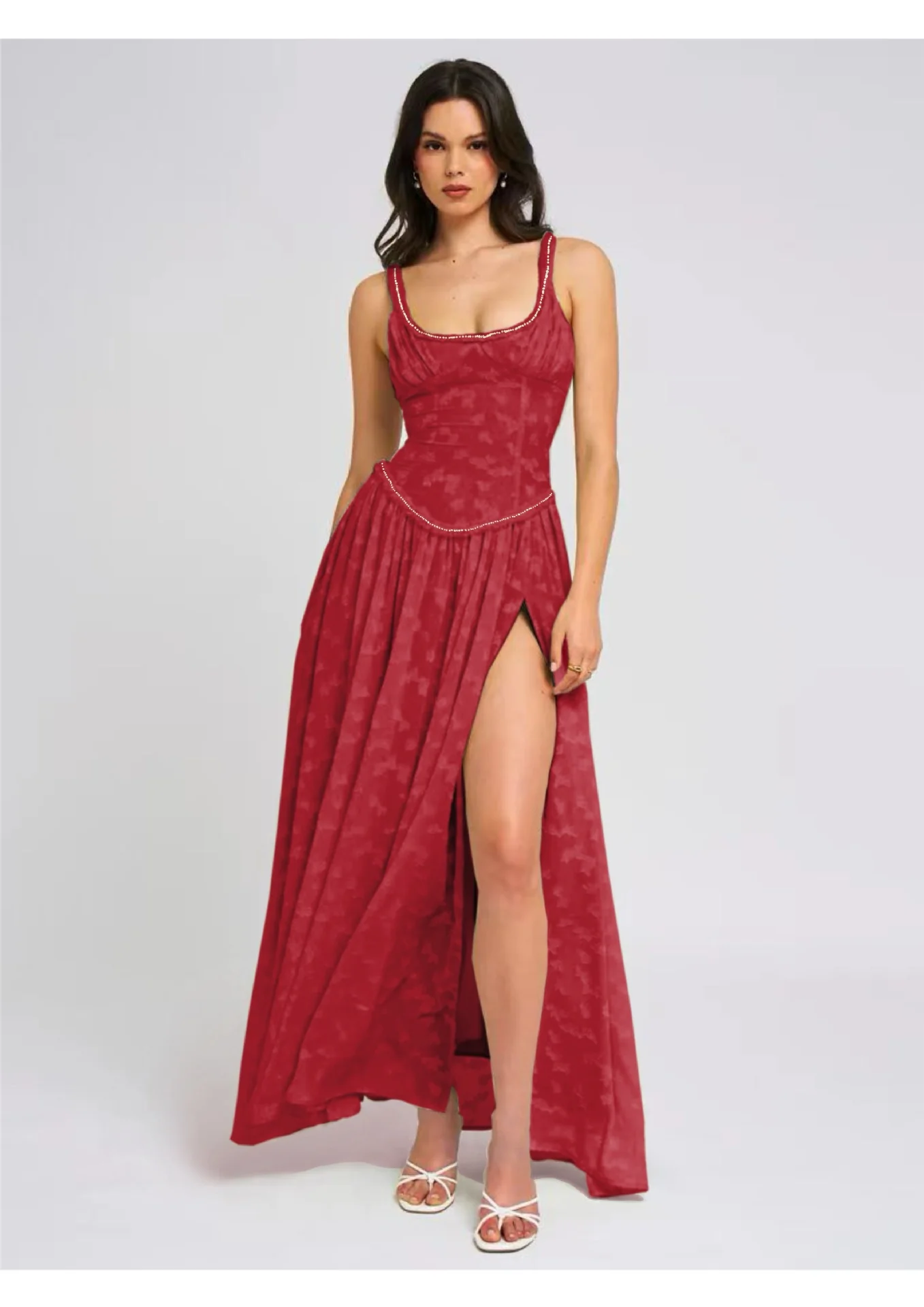 Damen Bodenlanges Spitzenkleid mit transparenten Einsätzen und raffiniertem Schlitz R&B - Image 6