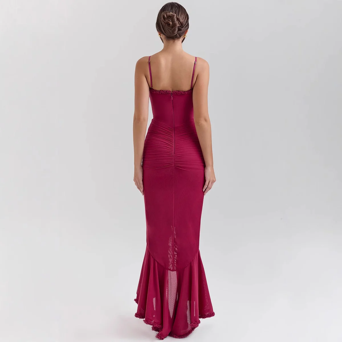 Damen Bodycon Abendkleid mit Rüschen und seitlichem Schlitz R&B - Image 4