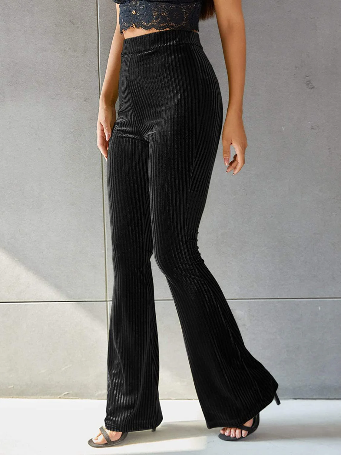 Damen Bootcut-Hose mit Rippstruktur und hohem Bund R&B - Image 4