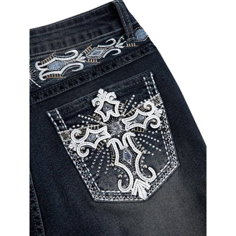 Damen Bootcut Jeans mit aufwendigen Stickereien und hohem Bund R&B - Image 5