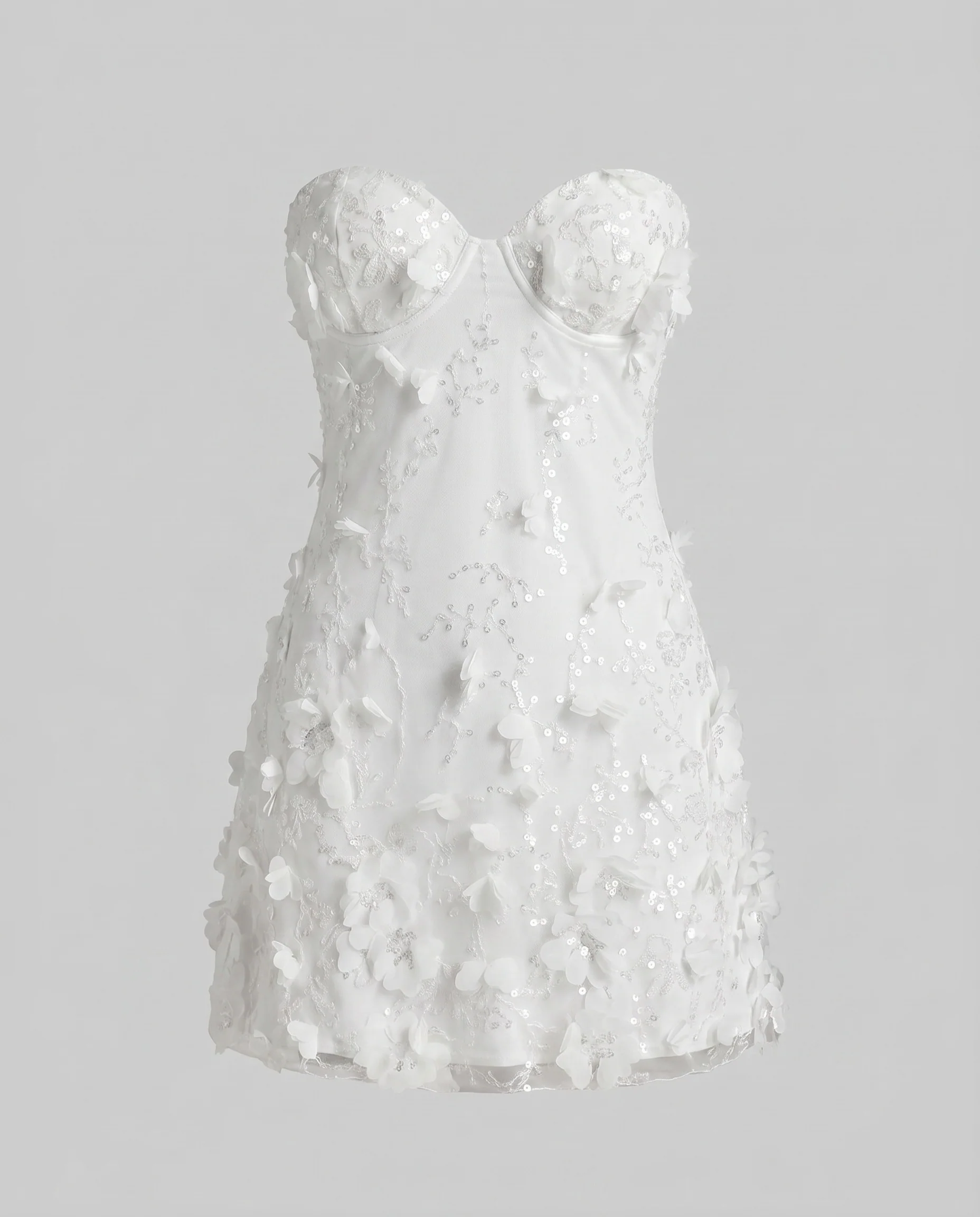 Damen Bustierkleid mit Blumenapplikationen und schimmerndem Design R&B - Image 5