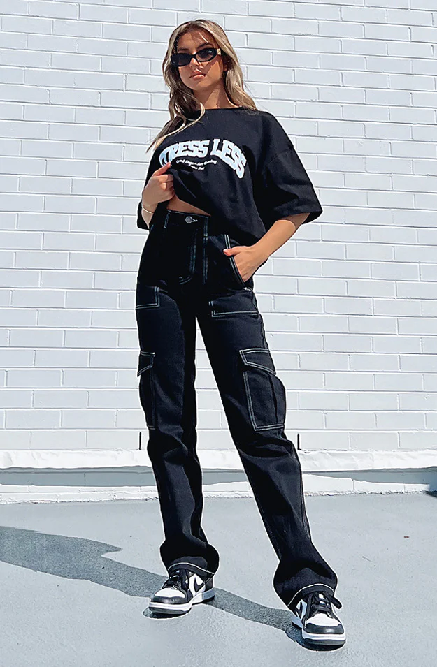 Damen Cargo-Jeans im modernen Schnitt mit praktischen Taschen und stilvollen Kontrastnähten R&B - Image 6