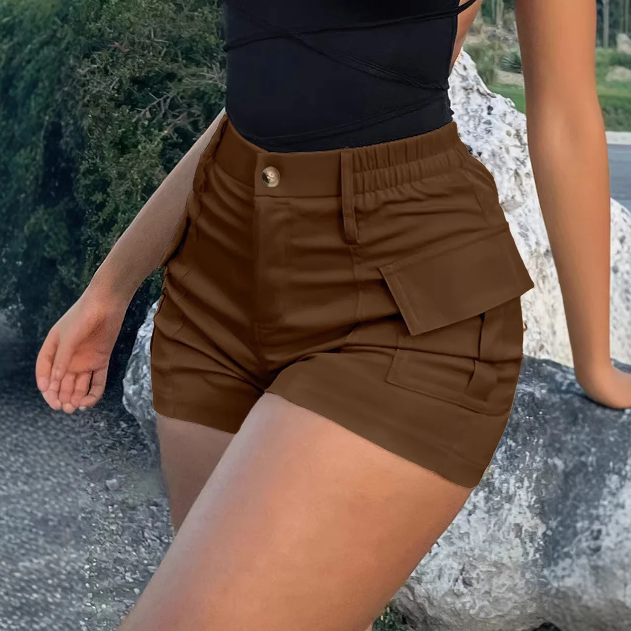 Damen Cargo-Shorts mit elastischem Bund und praktischen Seitentaschen R&B - Image 4