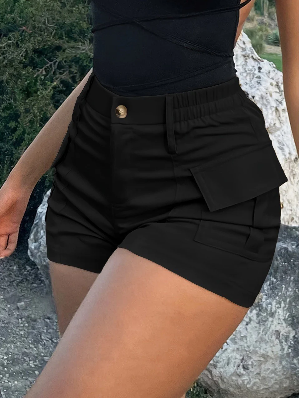 Damen Cargo-Shorts mit elastischem Bund und praktischen Seitentaschen R&B - Image 7