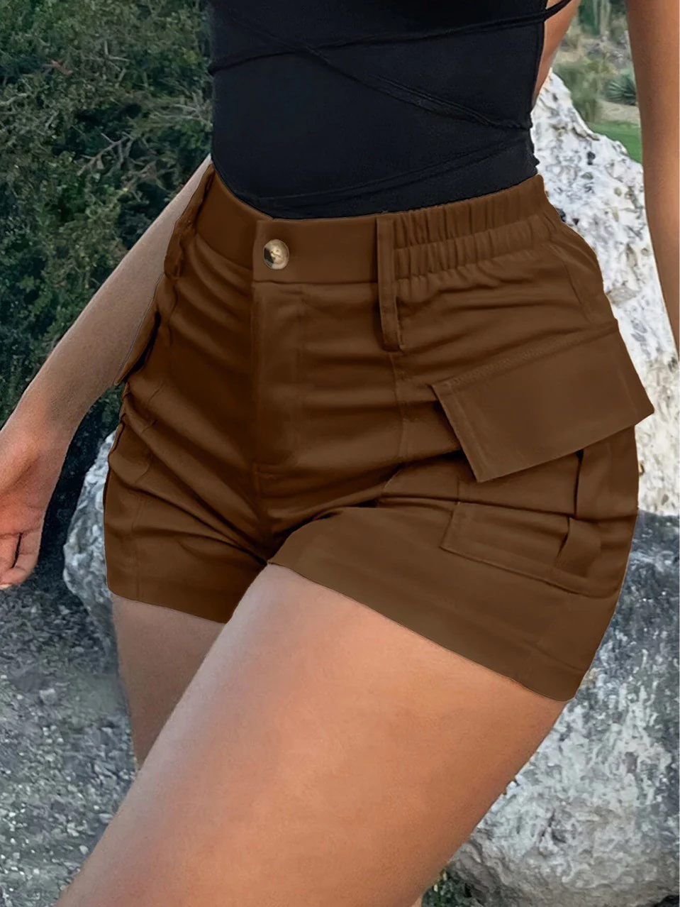Damen Cargo-Shorts mit elastischem Bund und praktischen Seitentaschen R&B - Image 8