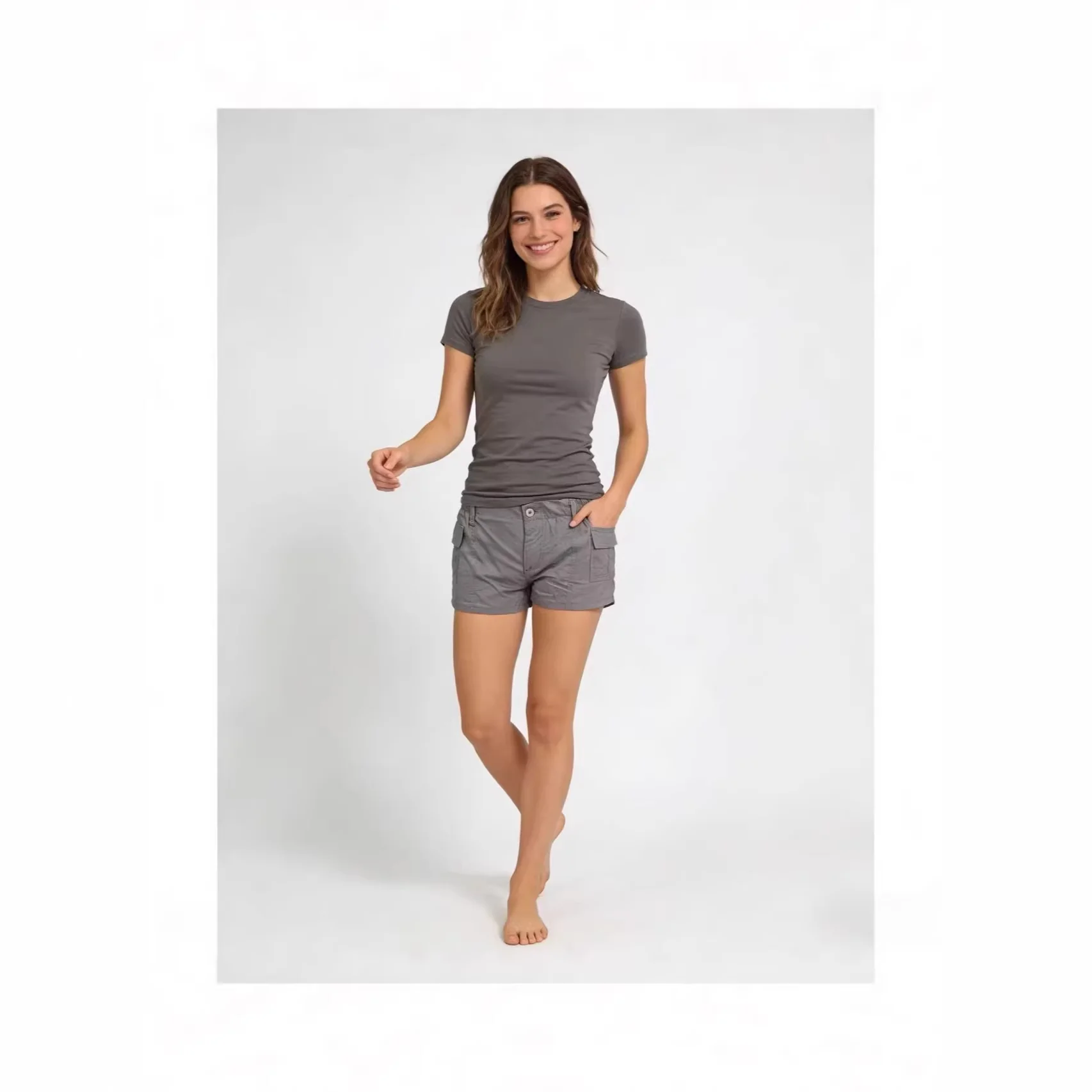 Damen Cargo-Shorts mit funktionalen Seitentaschen und elastischem Bund R&B - Image 3