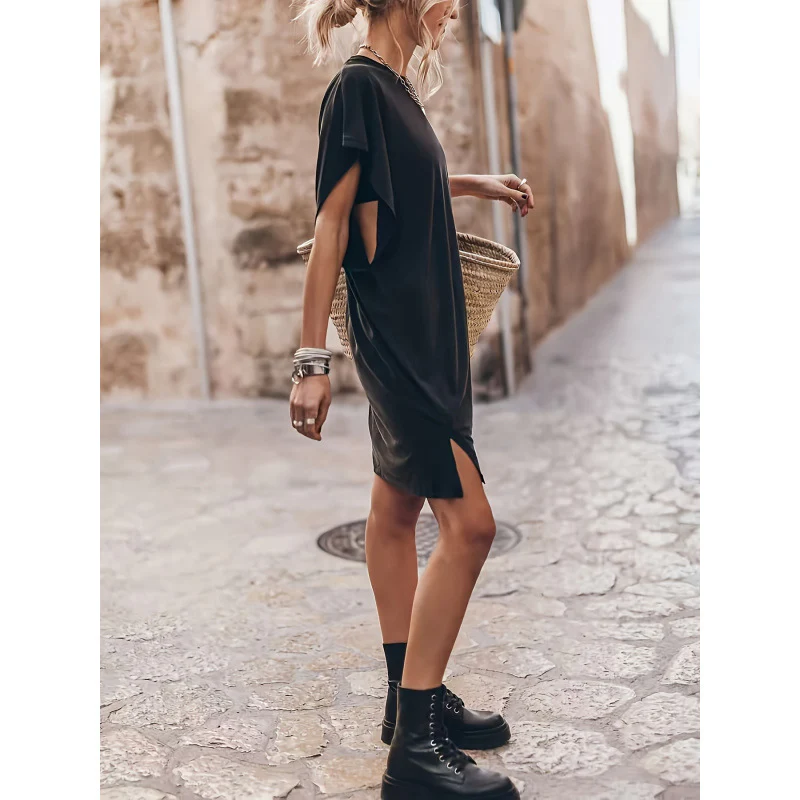 Damen Casual T-Shirtkleid mit seitlichen Schlitzen und lässigem Schnitt R&B - Image 3