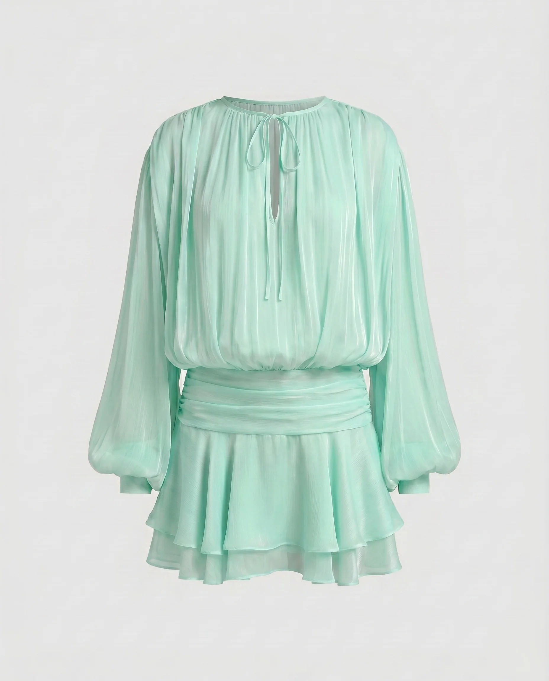 Damen Chiffon Minikleid mit eleganten Rüschendetails und verführerischem Wickeldesign R&B - Image 11