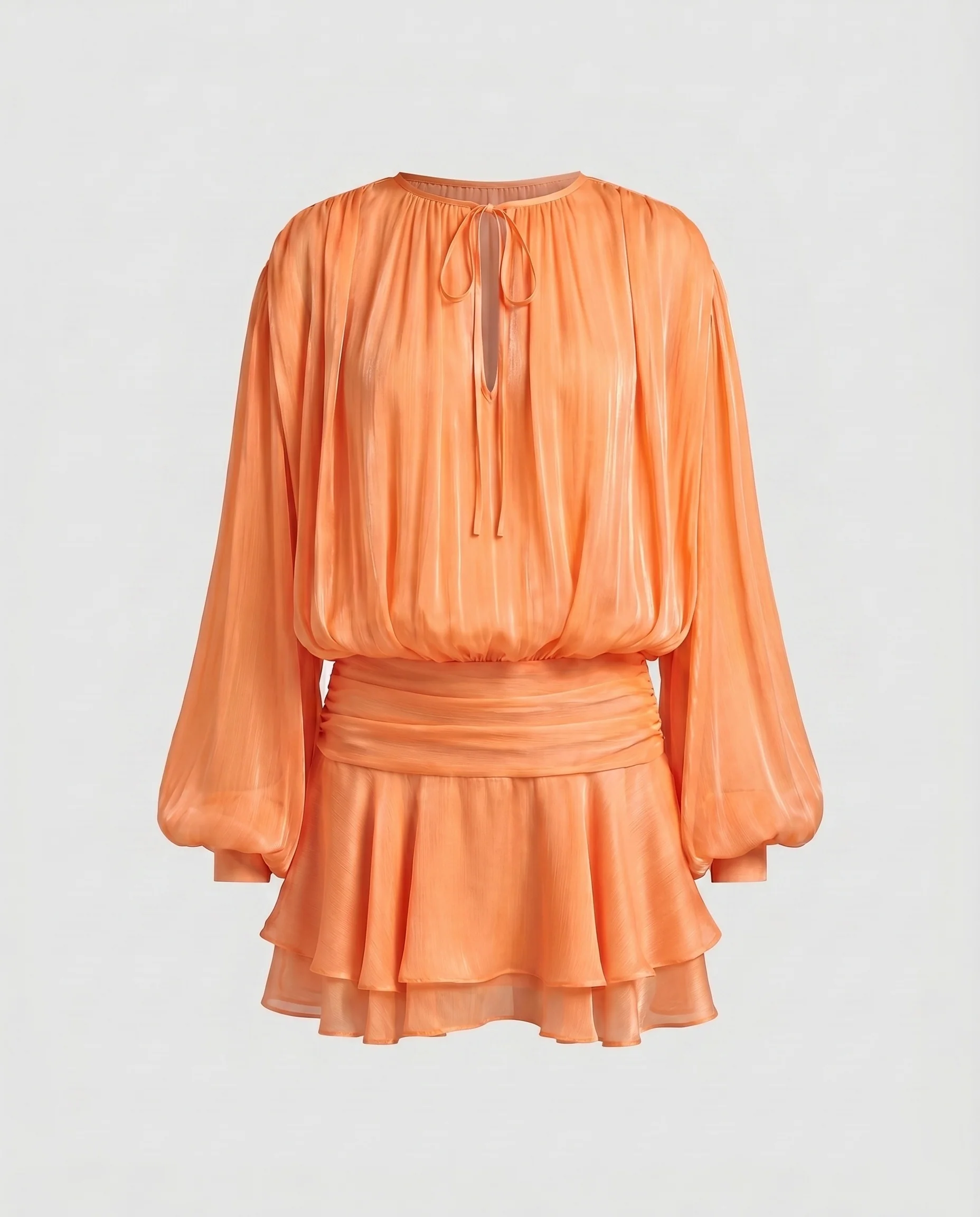 Damen Chiffon Minikleid mit eleganten Rüschendetails und verführerischem Wickeldesign R&B - Image 7