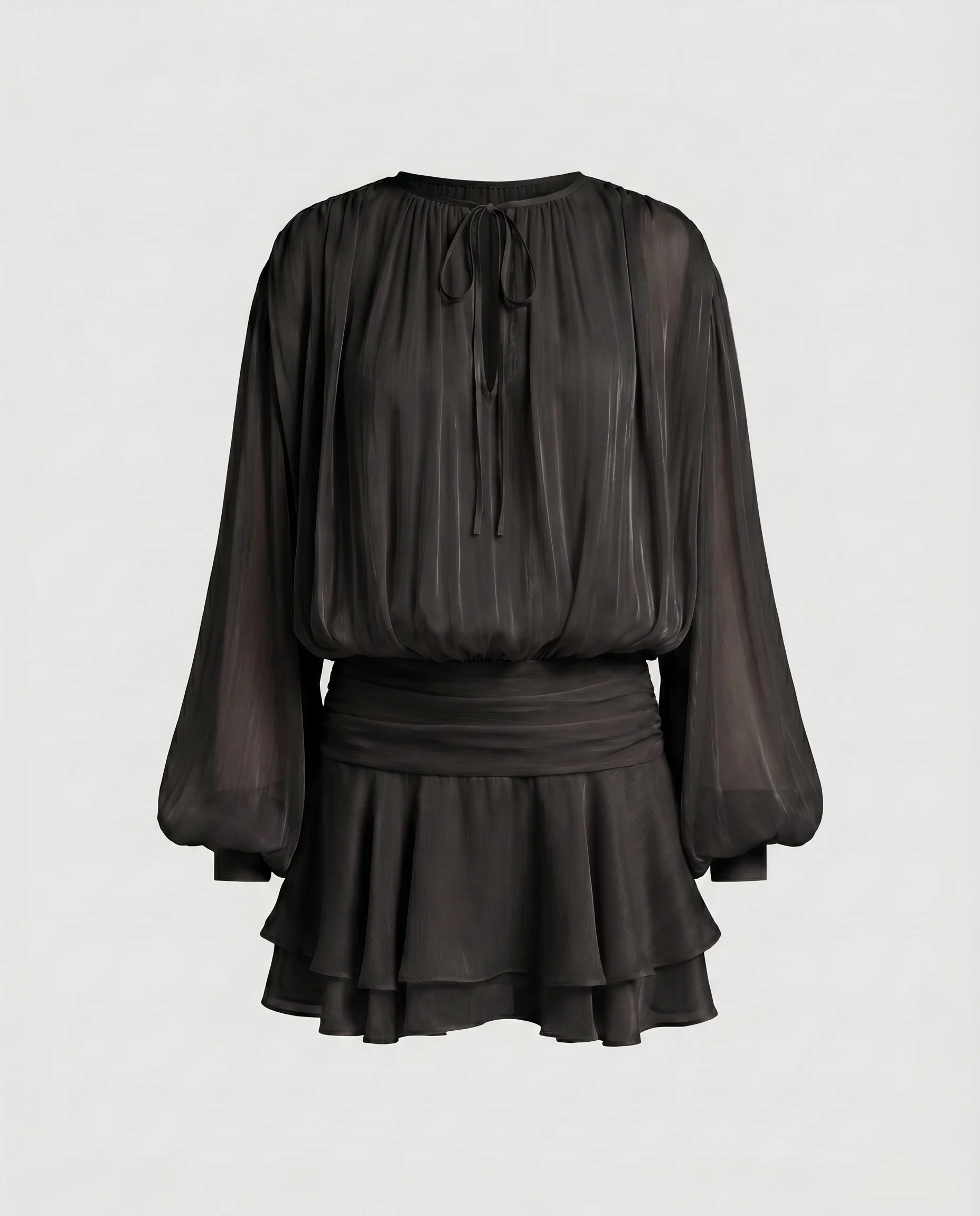 Damen Chiffon Minikleid mit eleganten Rüschendetails und verführerischem Wickeldesign R&B - Image 8