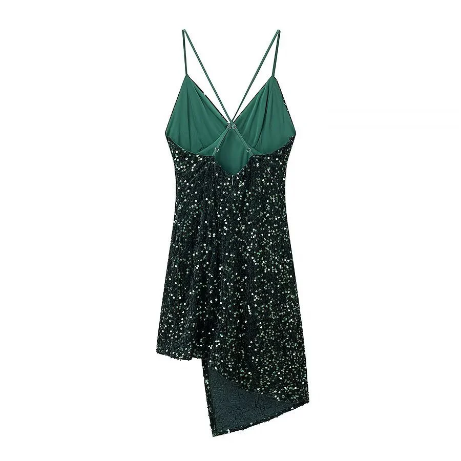 Damen Cocktailkleid mit schimmerndem Paillettenbesatz und asymmetrischem Saum R&B - Image 2