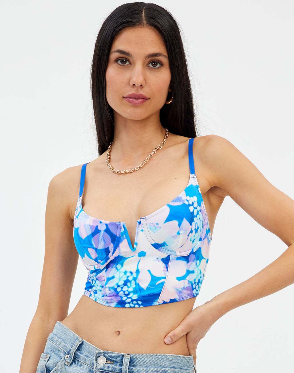 Damen Crop-BH mit floralem Design und V-Ausschnitt R&B - Image 4