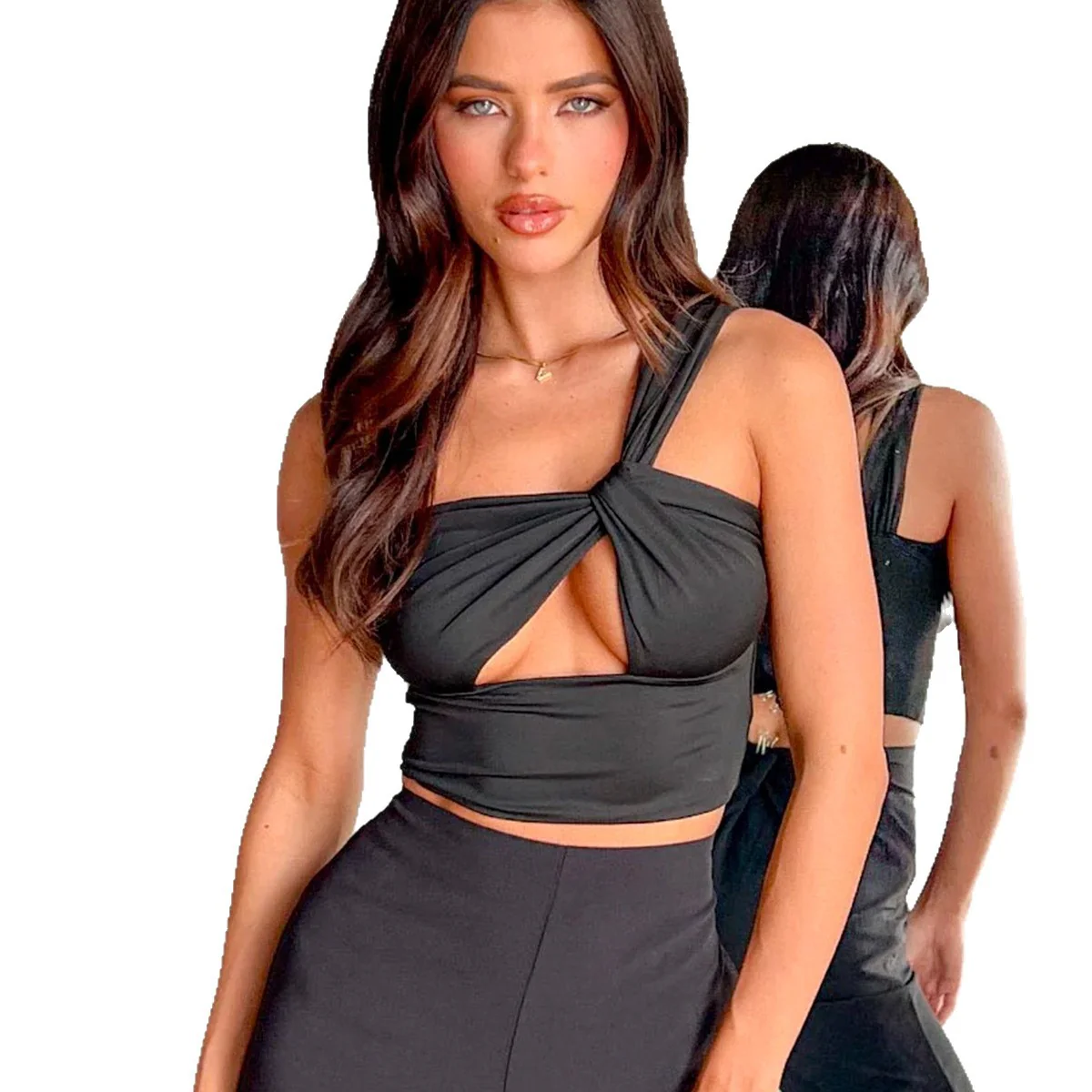 Damen Crop-Top mit Knotendetails R&B - Image 5