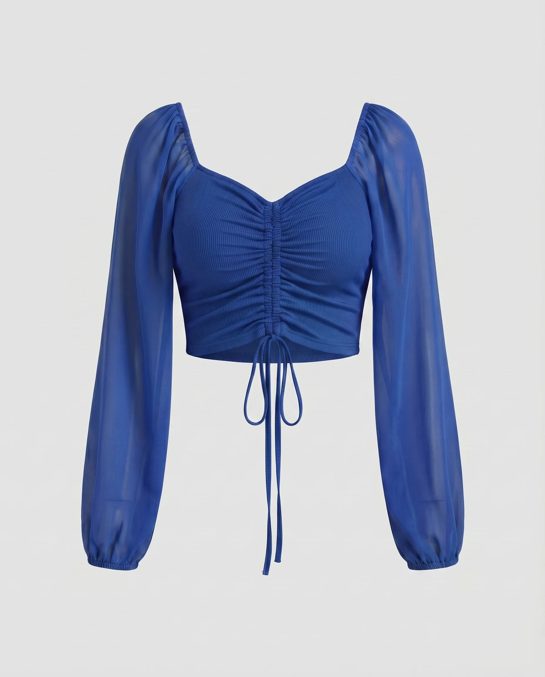 Damen Crop-Top mit puffärmeln und raffiniertem Schnürdesign - Image 6