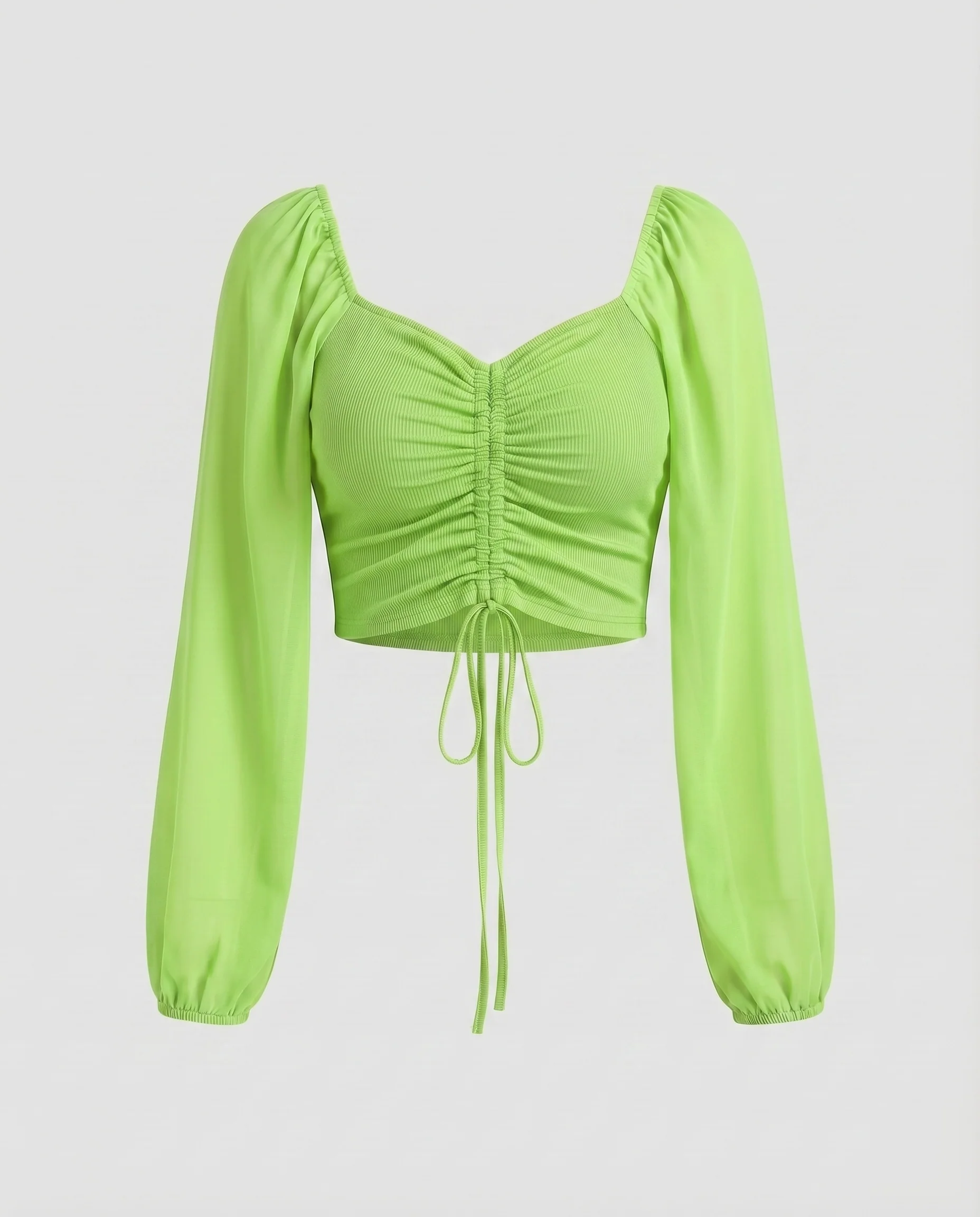 Damen Crop-Top mit puffärmeln und raffiniertem Schnürdesign - Image 7