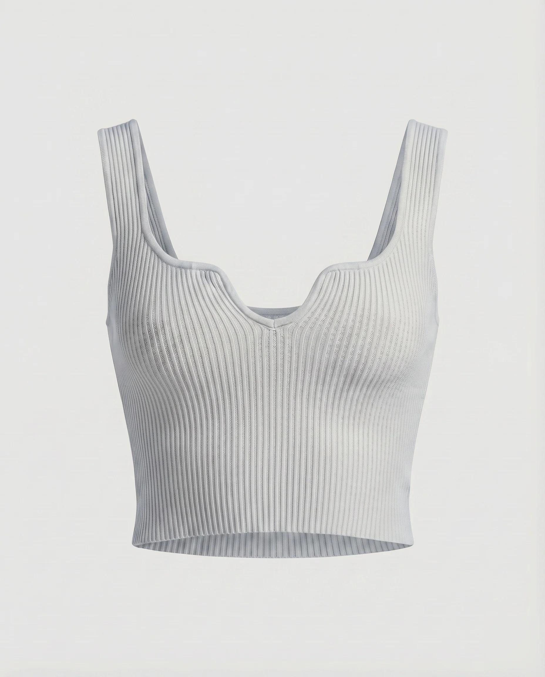 Damen Crop-Top mit Wellen-Ausschnitt und Rippstruktur - Image 9