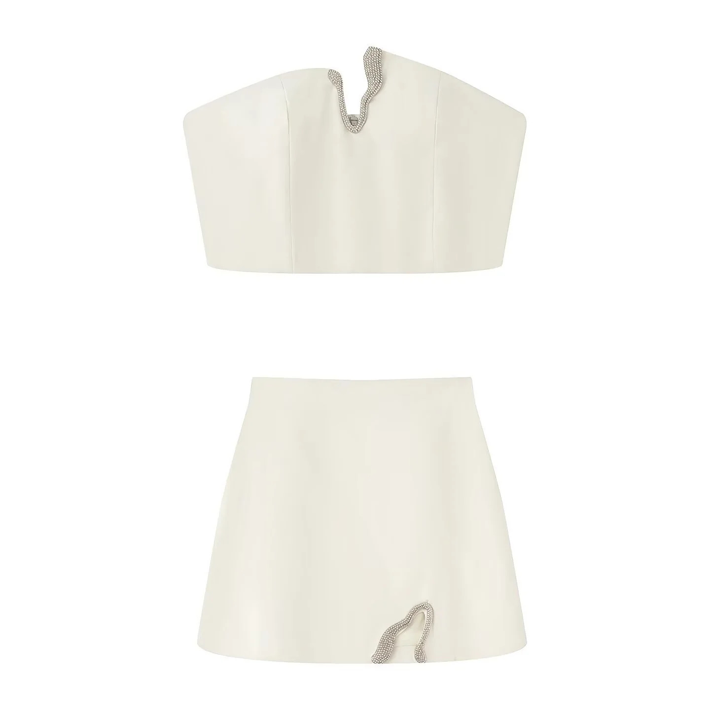 Damen Crop-Top und Mini-Rock Set mit dekorativem Detail R&B - Image 11