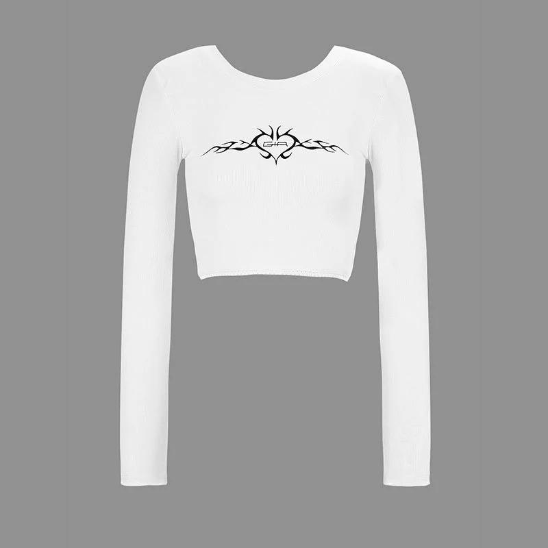Damen cropped Langarmshirt mit raffinierter Grafik R&B - Image 6