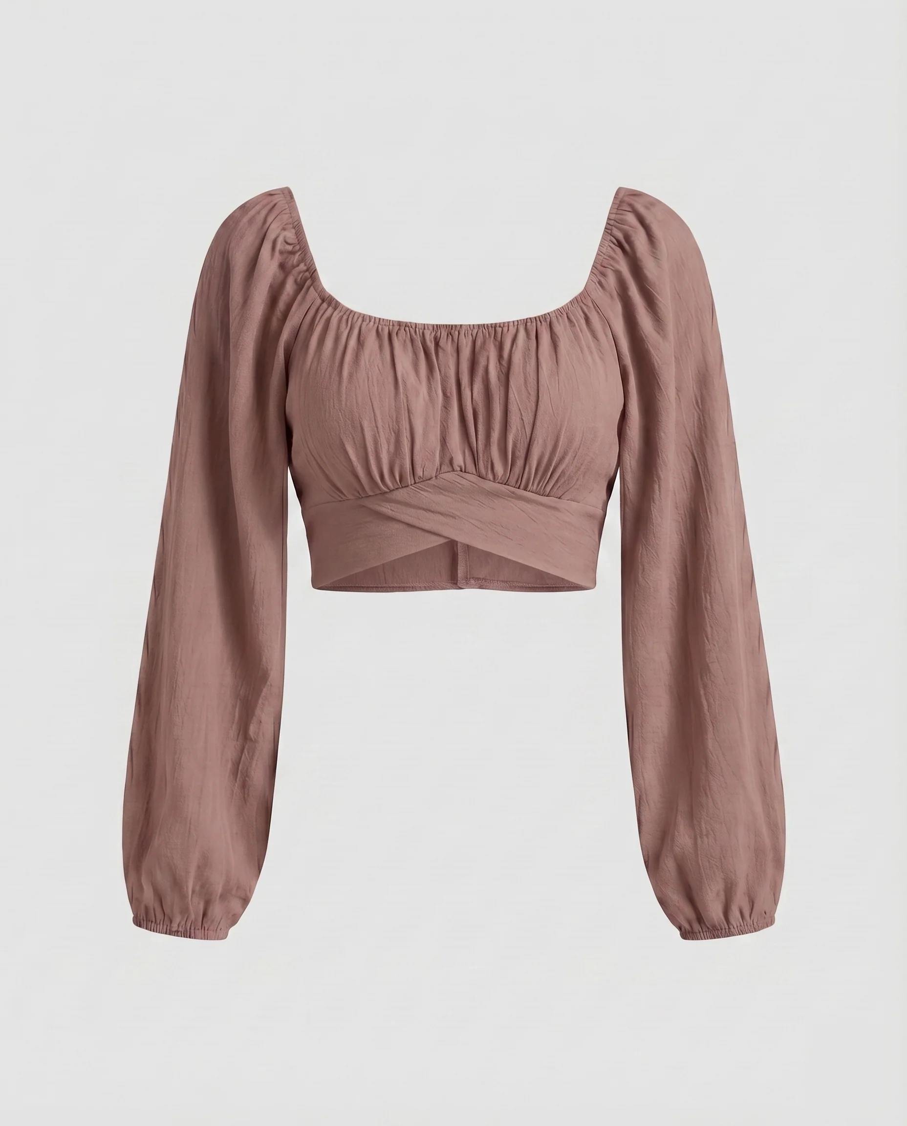 Damen cropped Oberteil mit voluminösen Ärmeln und elegantem Ausschnitt - Image 8