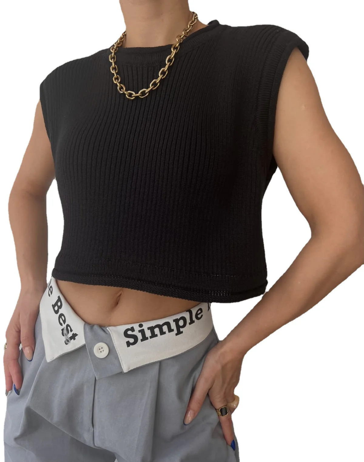 Damen cropped Rippenoberteil mit lässigem Look R&B - Image 5