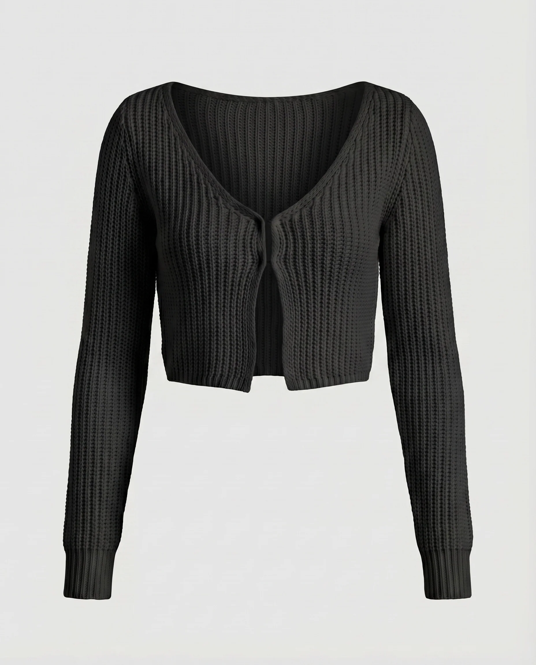 Damen cropped Strickjacke mit v-förmigem Ausschnitt und kunstvollen Knopfdetails - Image 6