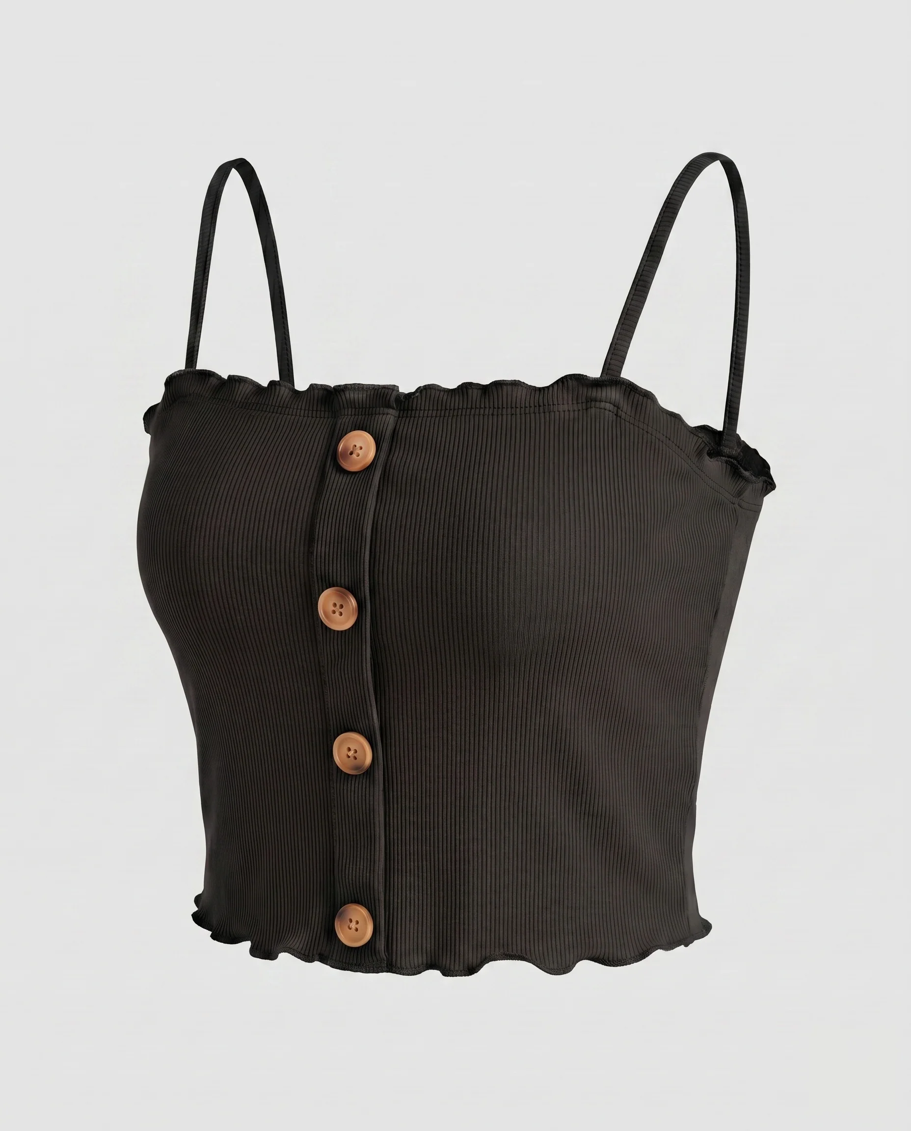 Damen cropped Top mit raffiniertem Knopfdesign und süßem Rüschensaum - Image 8
