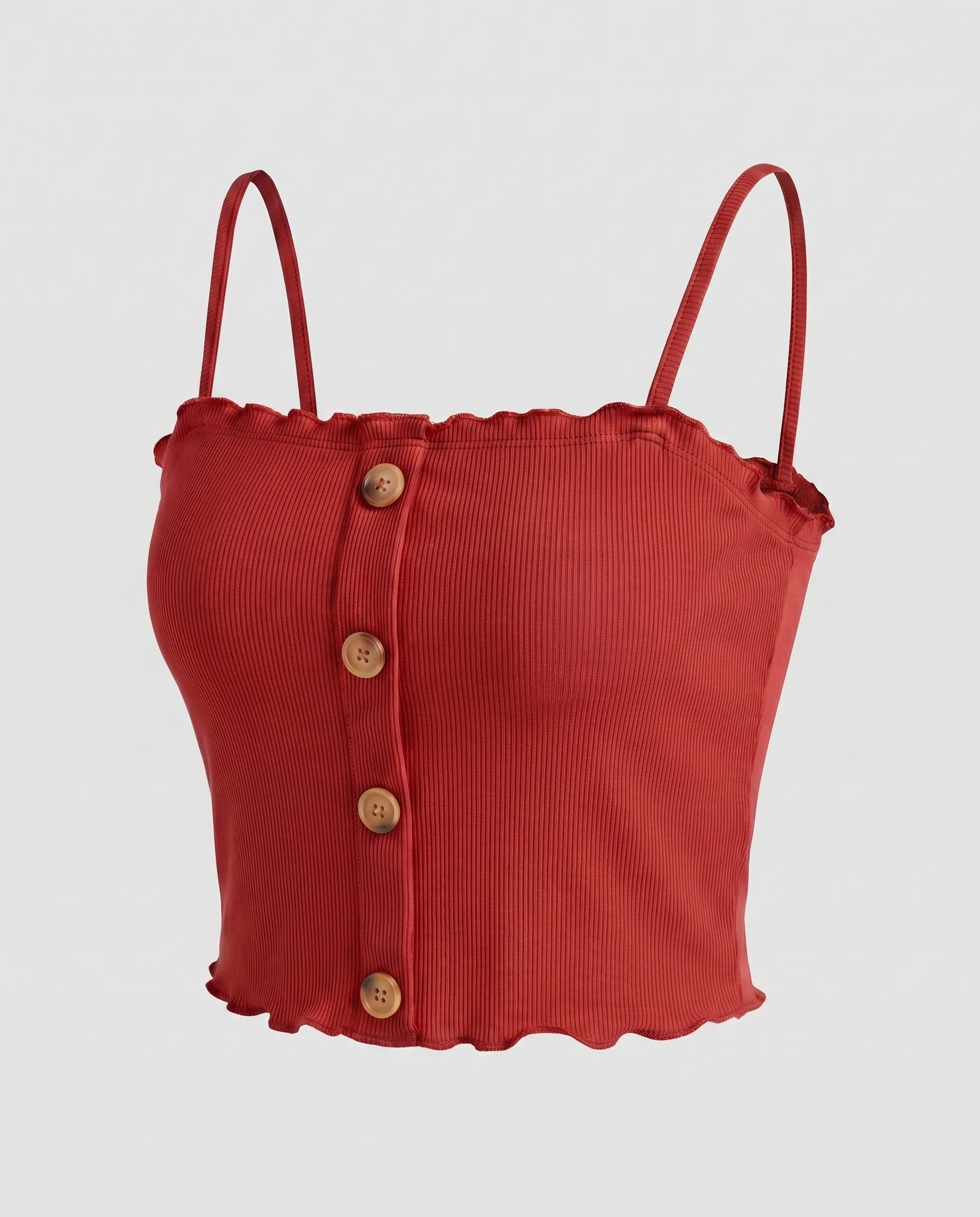 Damen cropped Top mit raffiniertem Knopfdesign und süßem Rüschensaum - Image 9