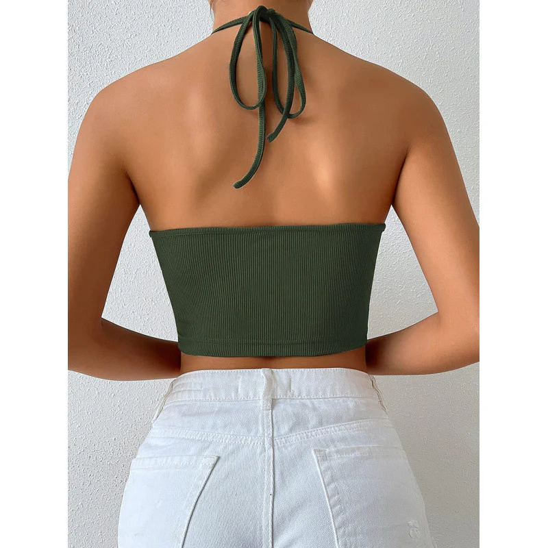 Damen Cropped Top mit tiefem V-Ausschnitt und Schnüroptik R&B - Image 2