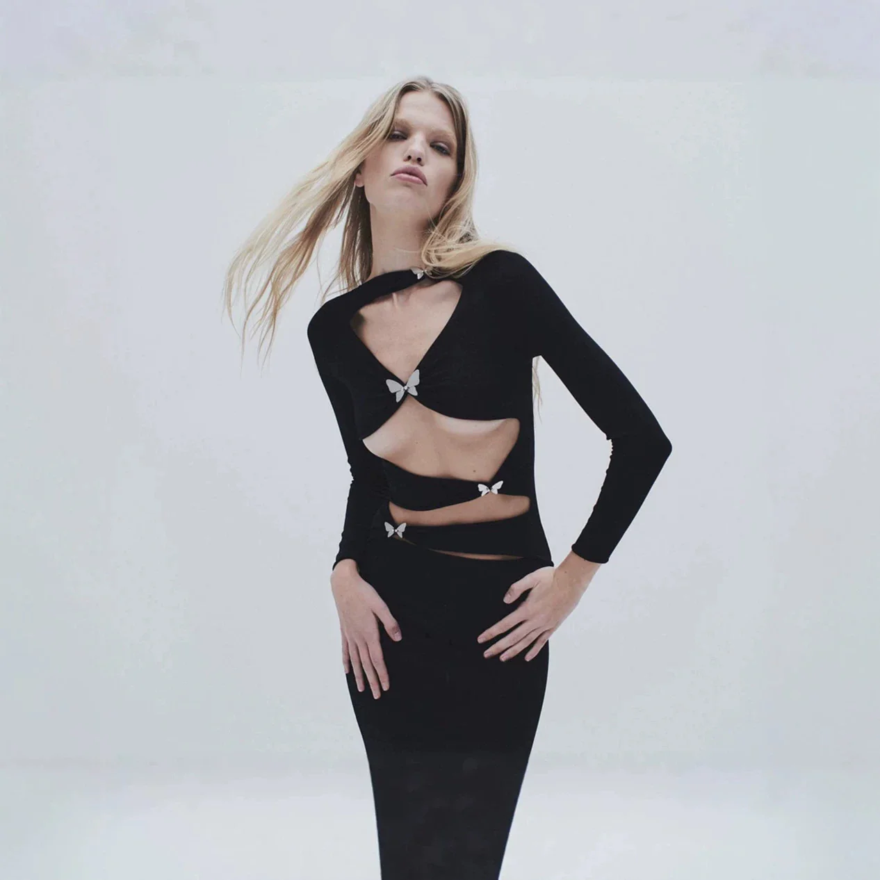 Damen Cut-Out Maxikleid mit Raffinierten Verzierungen Heidi-Mode - Image 2