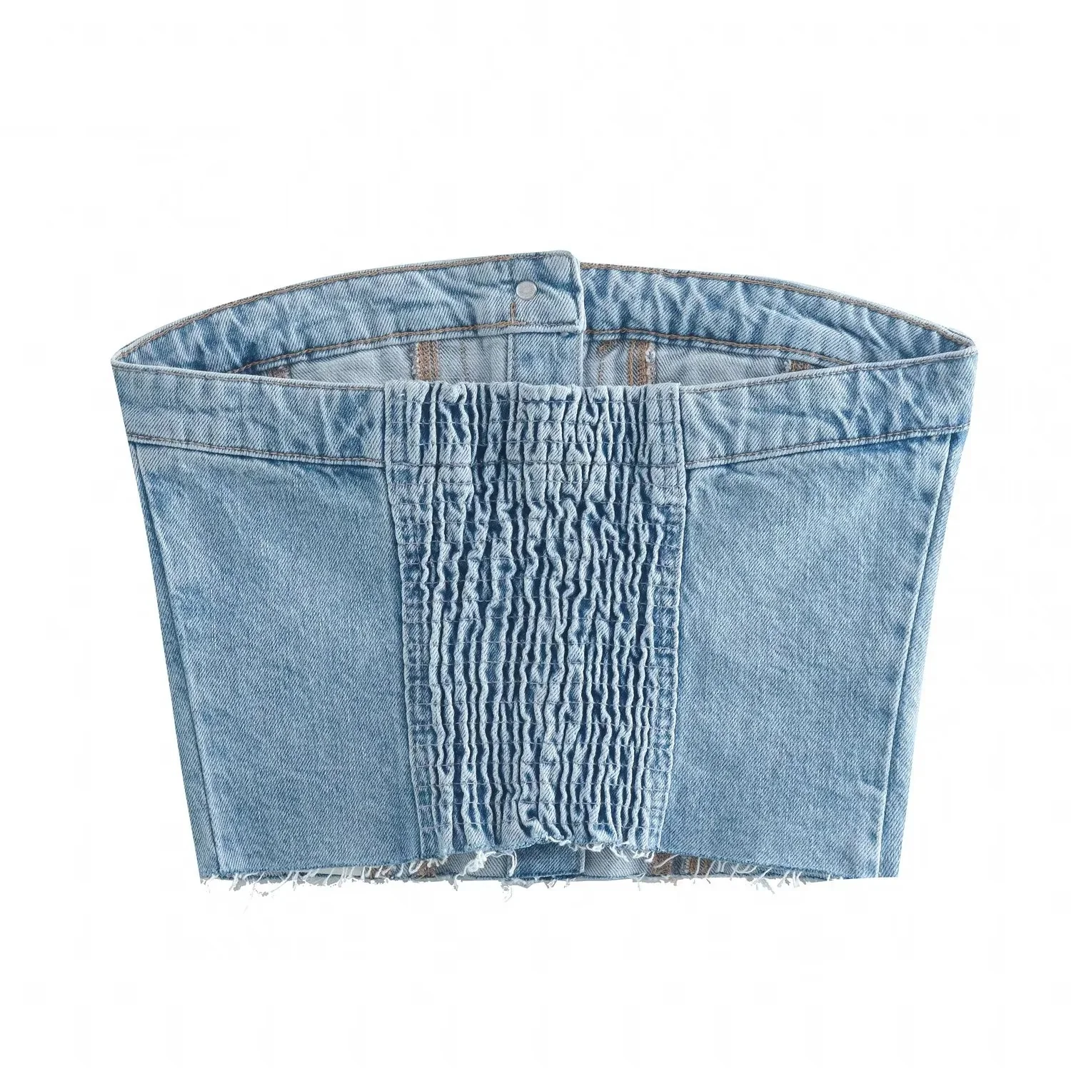 Damen Denim Bustier-Top mit Knopfleiste und figurbetontem Schnitt R&B - Image 5