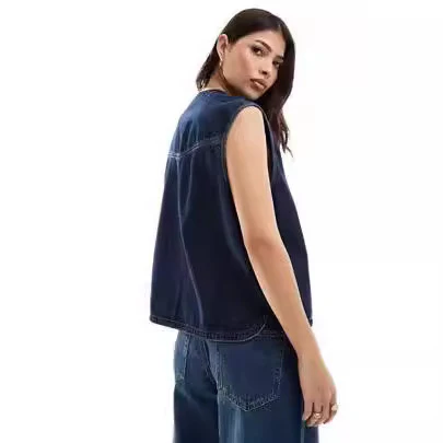 Damen Denim Bustier-Weste mit Schnürung R&B - Image 3