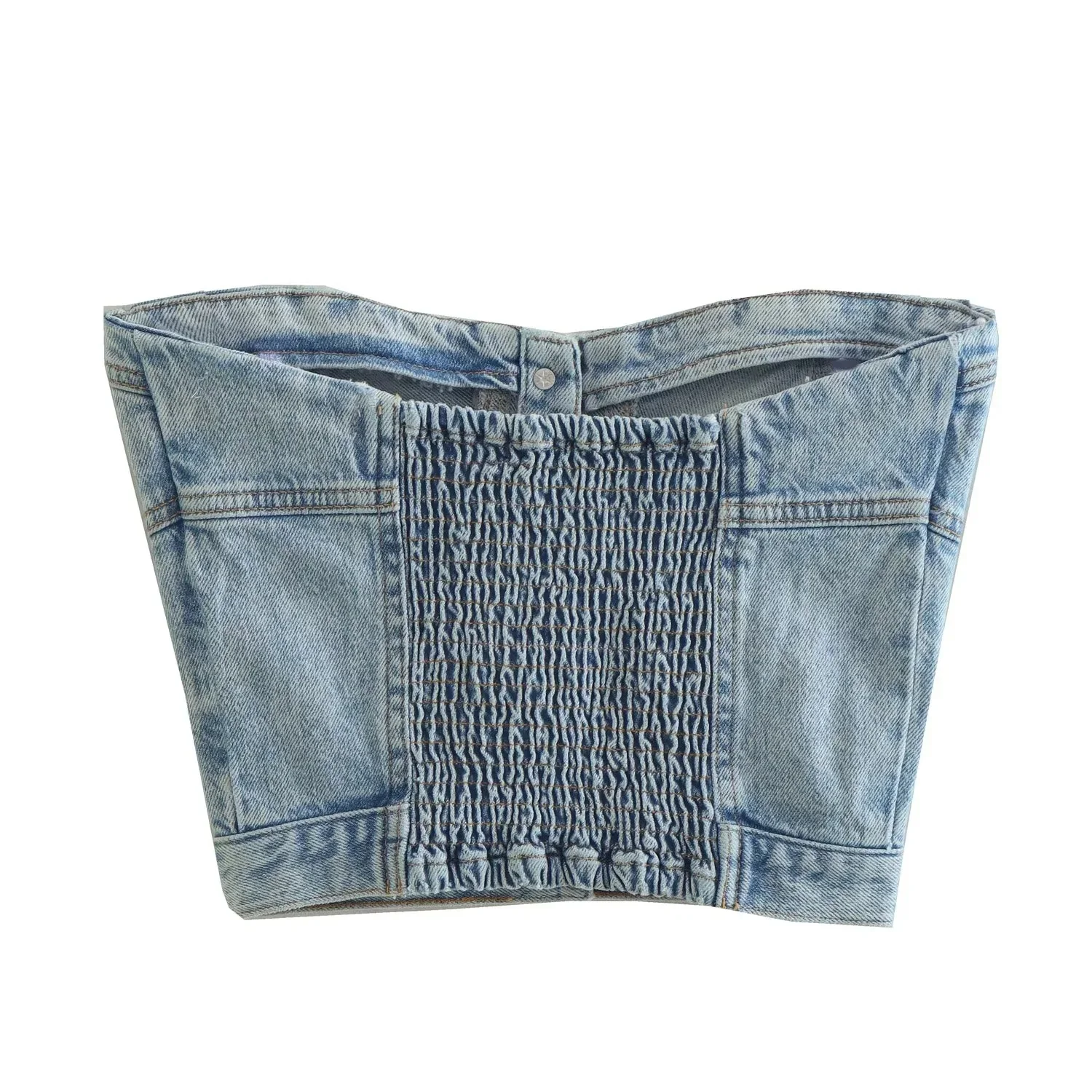 Damen Denim-Crop-Top mit gestricktem Überwurf R&B - Image 10