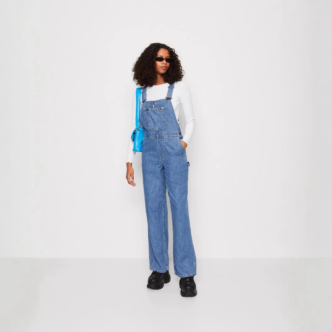 Damen Denim-Latzhose mit weitem Bein und verstellbaren Trägern R&B - Image 4