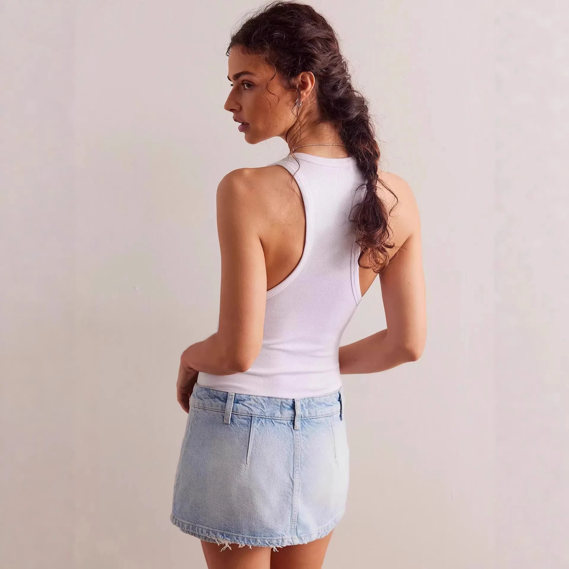 Damen Denim-Minirock mit fransigem Saum und lässigem Schnitt R&B - Image 3