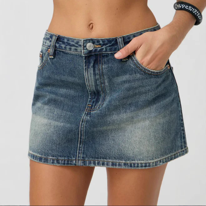 Damen Denim-Minirock mit modischen Taschen und klassischem Schnitt R&B - Image 3