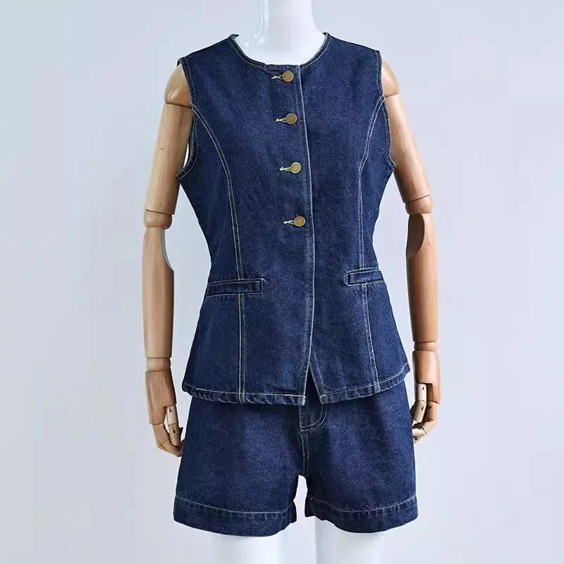 Damen Denim Overall mit schickem Schnitt und Knopfdetails R&B - Image 3