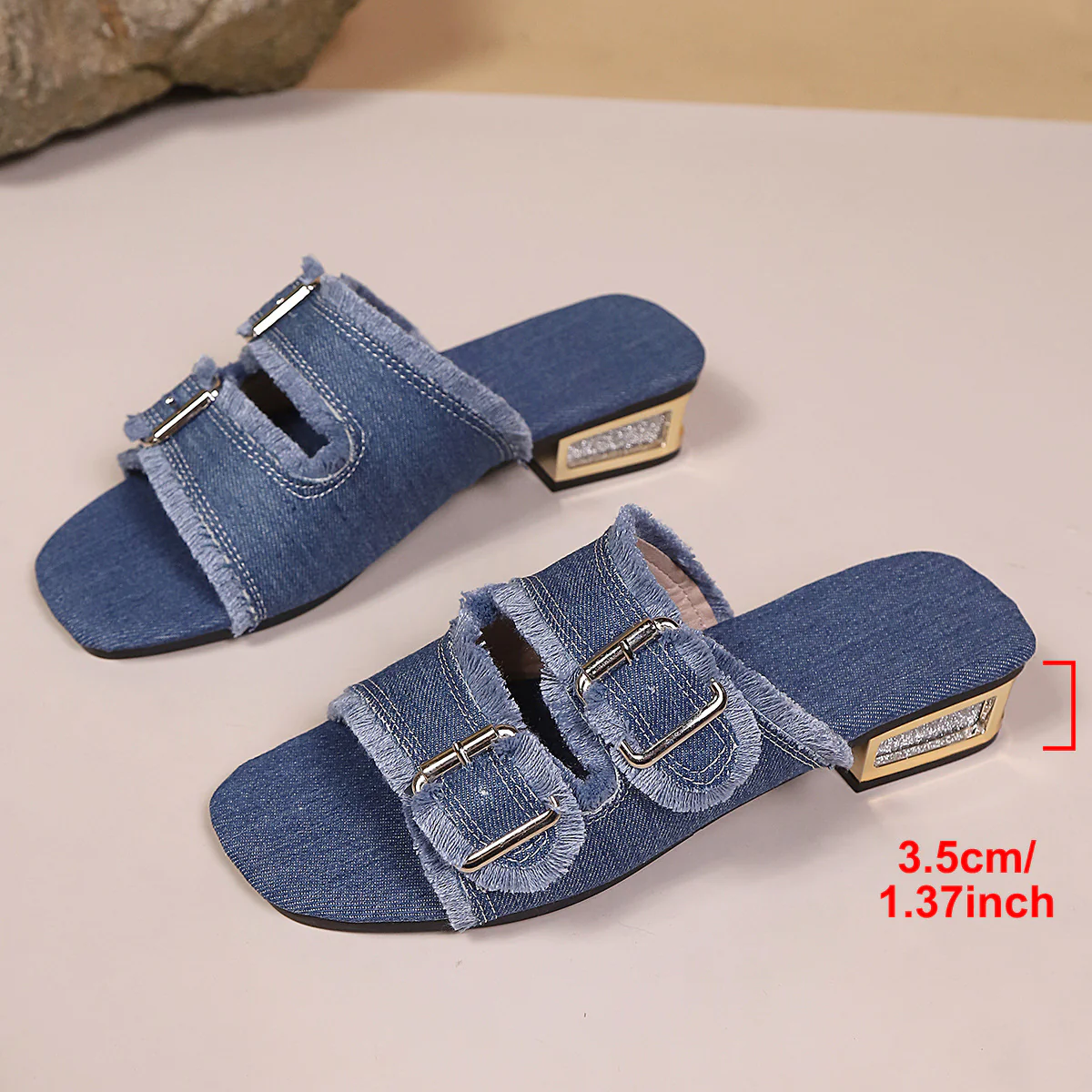 Damen Designe Sandalen mit modischen Schnallen und eleganten Blockabsatz R&B - Image 6