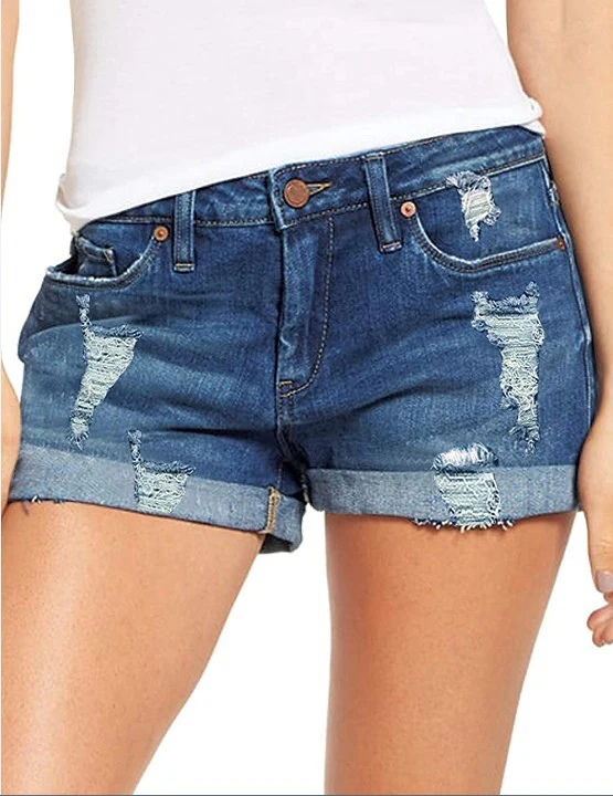 Damen Destroyed Denim-Shorts im lässigen Freizeitstil R&B - Image 8