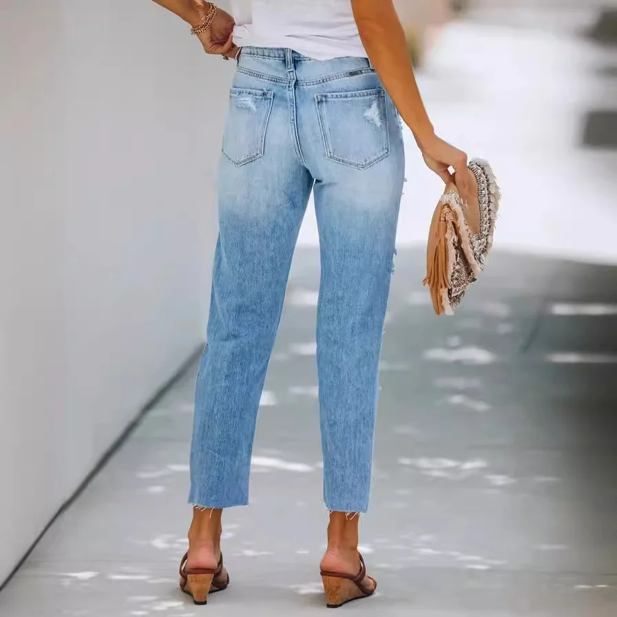 Damen Destroyed Jeans im lässigen Schnitt mit modischen Details R&B - Image 3