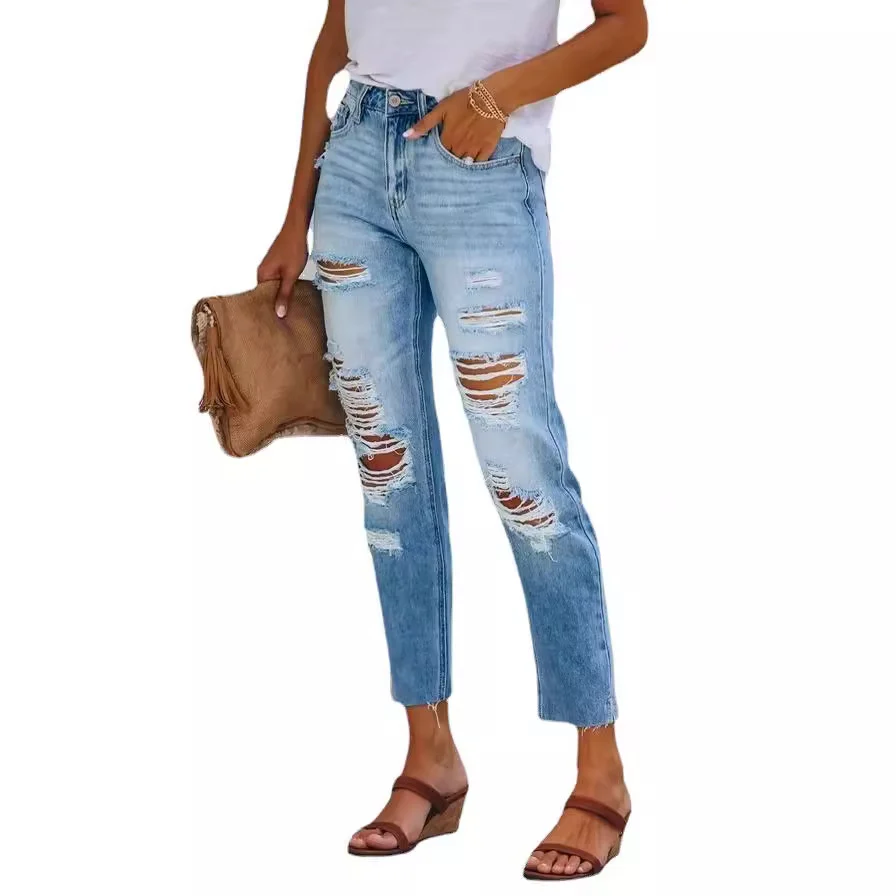Damen Destroyed Jeans im lässigen Schnitt mit modischen Details R&B - Image 5