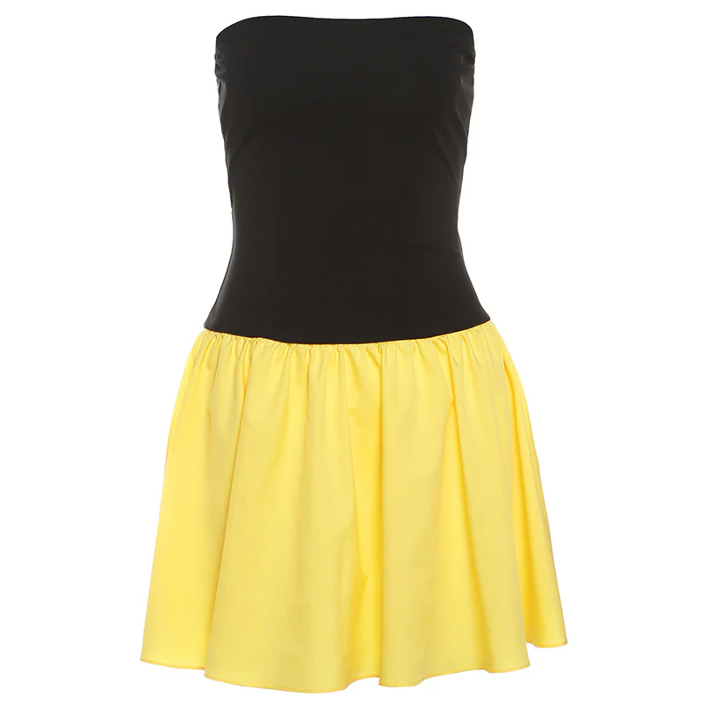 Damen Doppellagiges Wickelkleid mit trägerlosem Oberteil und fließendem Rock R&B - Image 7