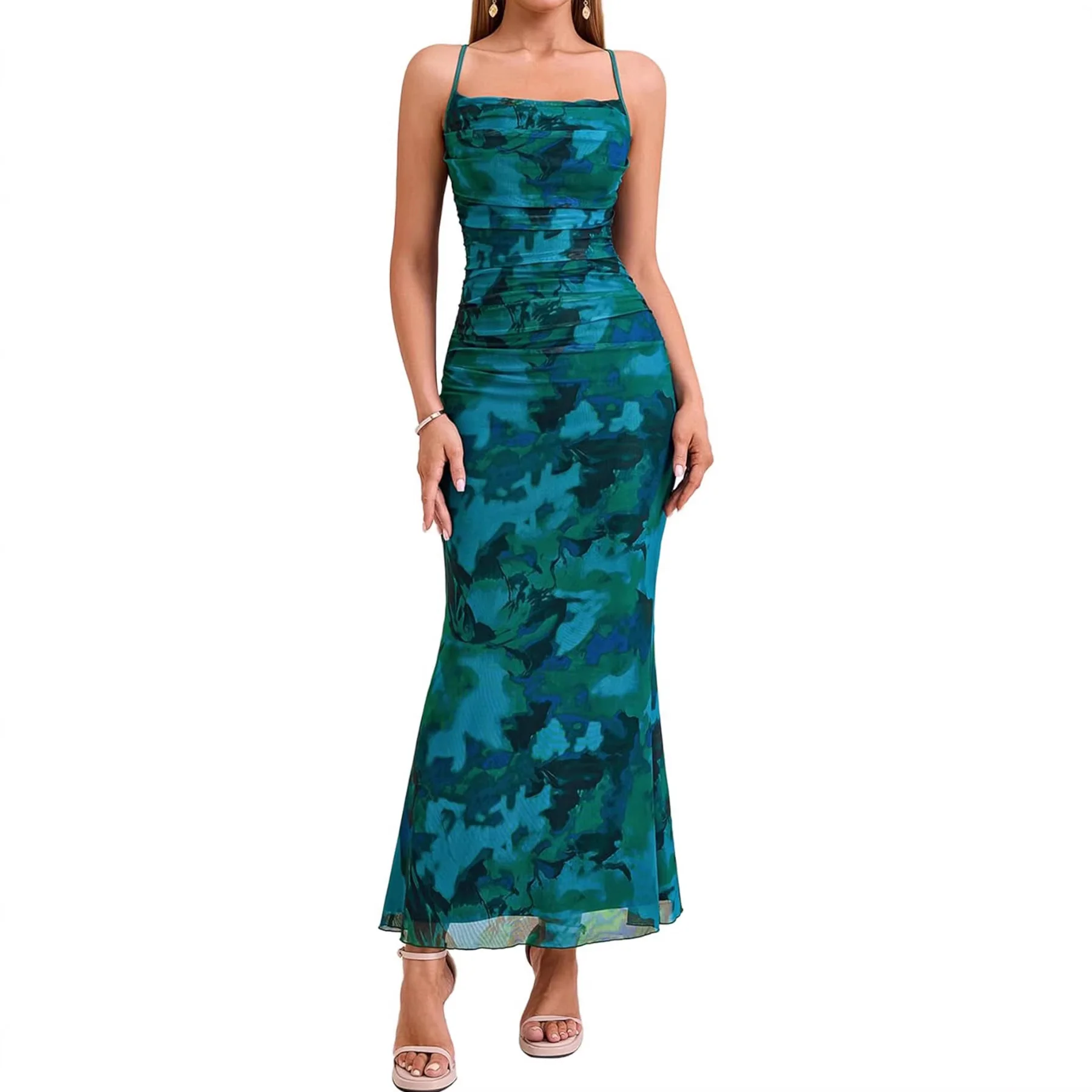 Damen Eingehülltes Abendkleid mit trägerlosem Design und Raffungen R&B - Image 3