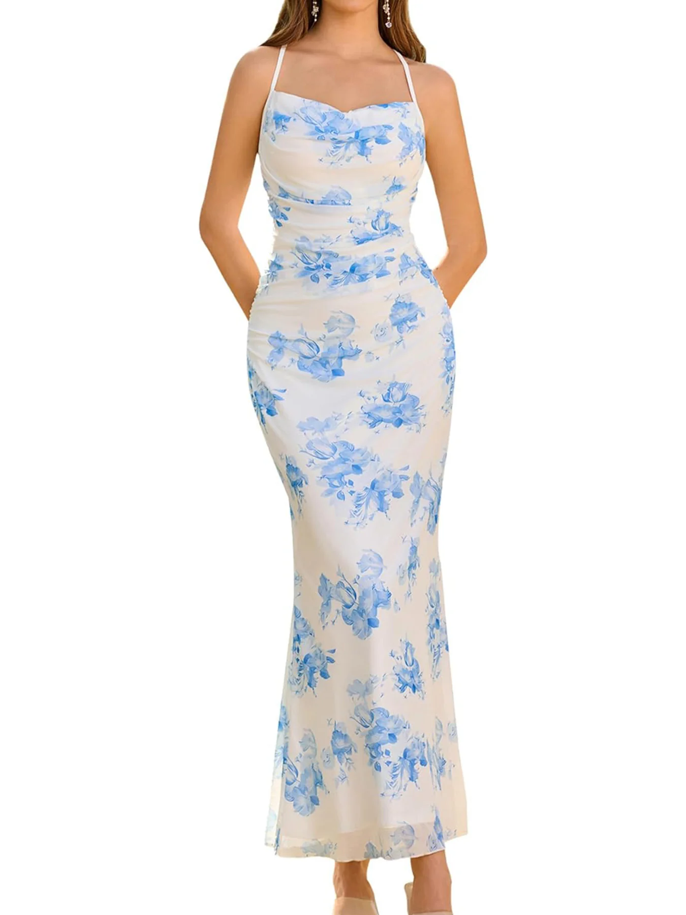 Damen Eingehülltes Abendkleid mit trägerlosem Design und Raffungen R&B - Image 8