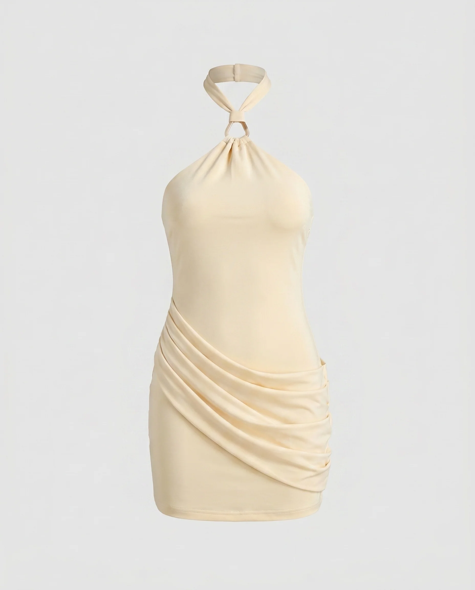 Damen Elegant drapiertes Minikleid mit Halstanzung und raffiniertem Schnitt R&B - Image 5