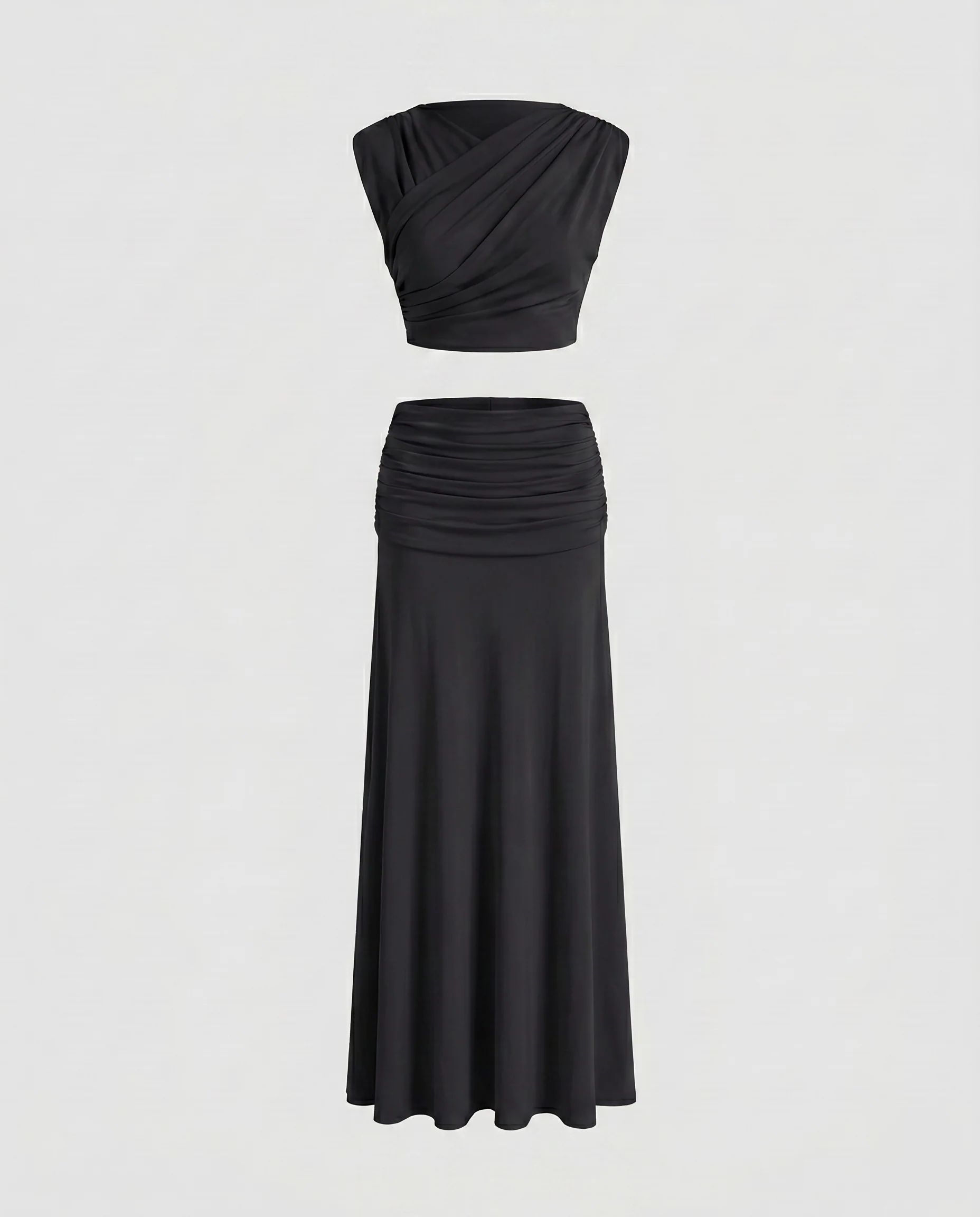 Damen Elegant drapiertes Oberteil mit fließendem Maxi-Rock R&B - Image 8