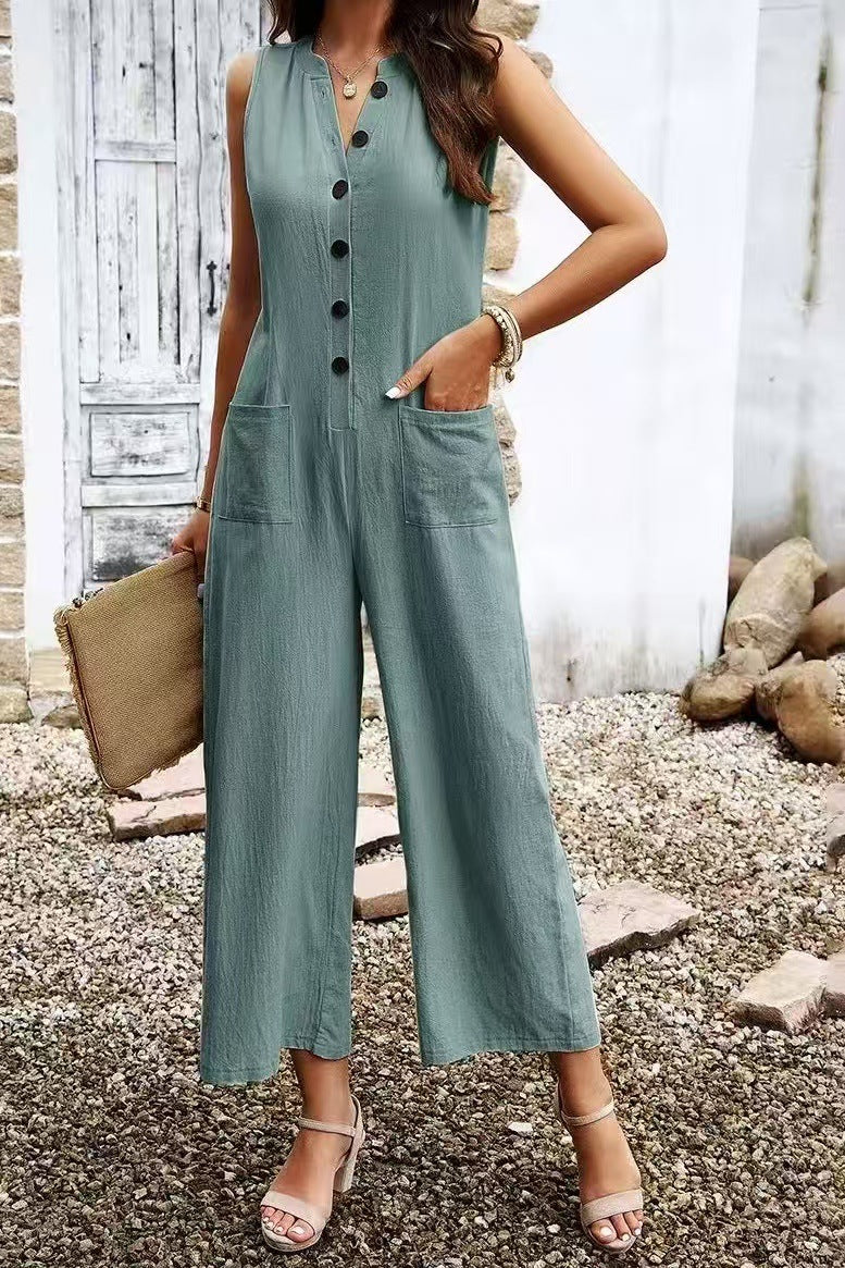 Damen Eleganter Jumpsuit mit Knopfdetails und praktischen Taschen R&B - Image 7