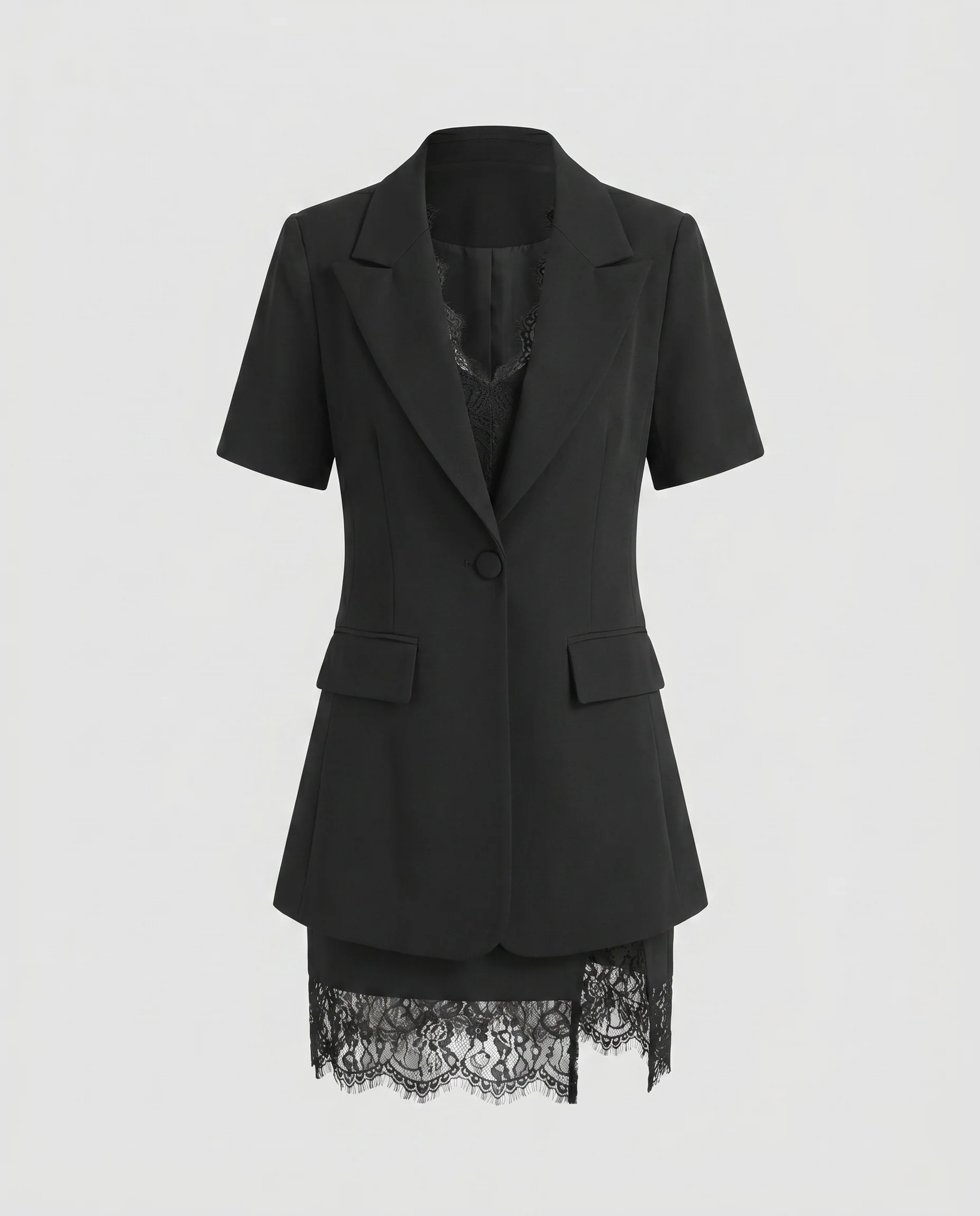 Damen Elegant geschnittenes Blazer-Kleid mit Spitzenverzierungen R&B - Image 4