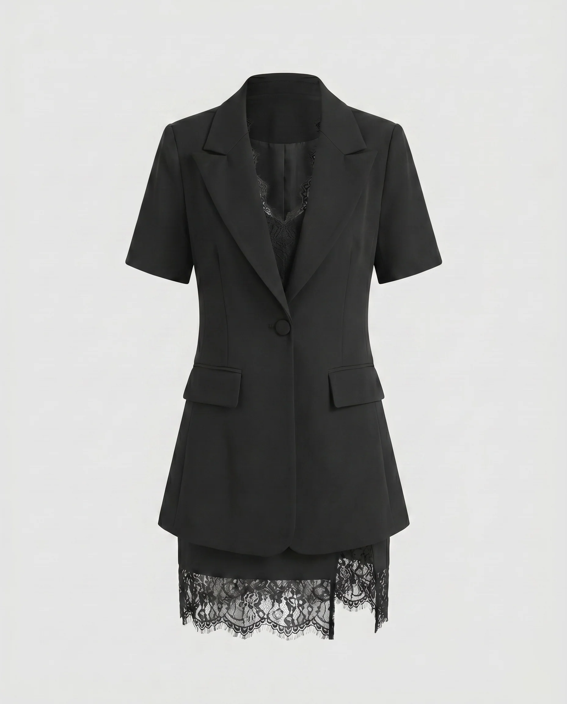 Damen Elegant geschnittenes Blazer-Kleid mit Spitzenverzierungen R&B - Image 5