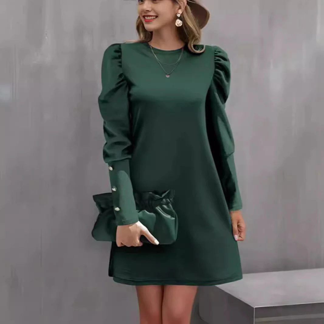 Damen elegant geschnittenes Kleid mit Puffärmeln R&B - Image 4