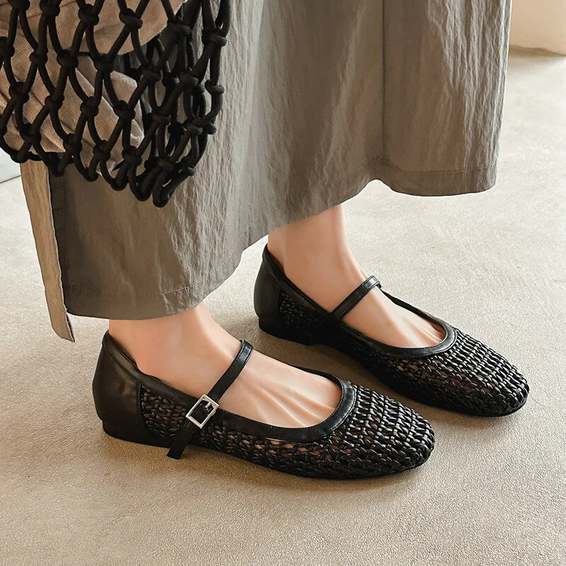 Damen elegante Ballerina-Pantoletten mit modischem Flecht-Design R&B - Image 6